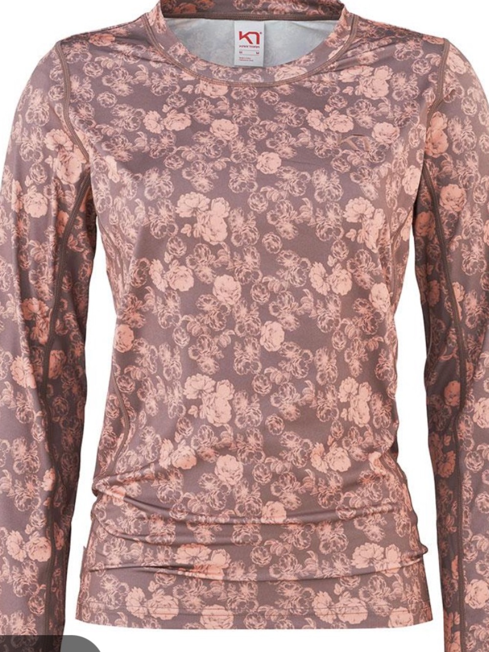 Kari Traa Fantastisk Long Sleeve Base Layer Top - Dusty Rose Floral- Medium